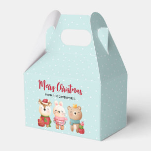 Caixinha De Lembrancinhas Reindeer, Urso e Coelho Feliz Natal