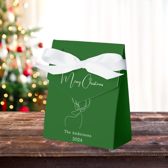 Caixinha De Lembrancinhas Rena moderna do Natal com rabisco verde (Criador carregado)