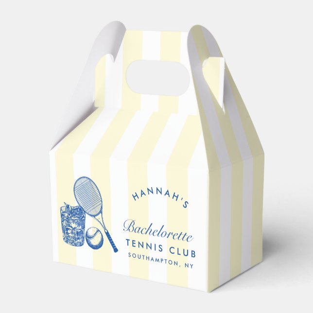 Caixinha De Lembrancinhas Retro Amarelo Último Balanço Antes da Raquete de T (Frente)