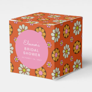 Caixinha De Lembrancinhas Retro Anos 60 Flores Laranja Rosa Chuva de Noiva P