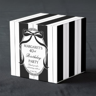 Caixinha De Lembrancinhas Retro branco preto stripes aniversário favorece pe