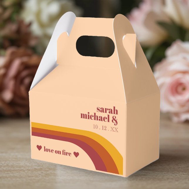 Caixinha De Lembrancinhas Retrô Curva Fita de Arco Amor em Casamento de Fogo (Retro Curved Arch Stripe Love on Fire Wedding Favor Boxes
)