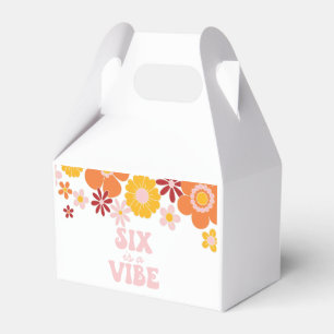 Caixinha De Lembrancinhas Retro Floral Six é uma Vibe Groovy 6º aniversário