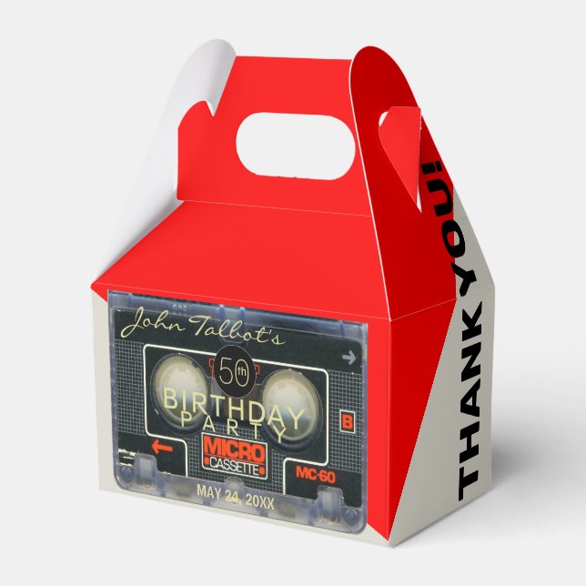 Caixinha De Lembrancinhas Retro Micro Audiotape 50º aniversário Obrigado GFB (Frente)