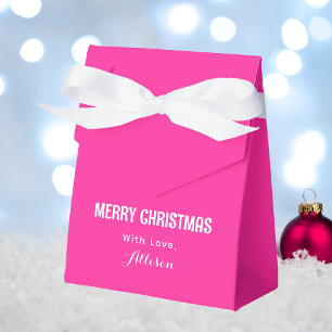 Caixinha De Lembrancinhas Retrô Rosa Brilhante Minimalista Feliz Natal