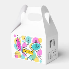 Caixinha De Lembrancinhas Retro Tree Baubles Happy Holidays gable