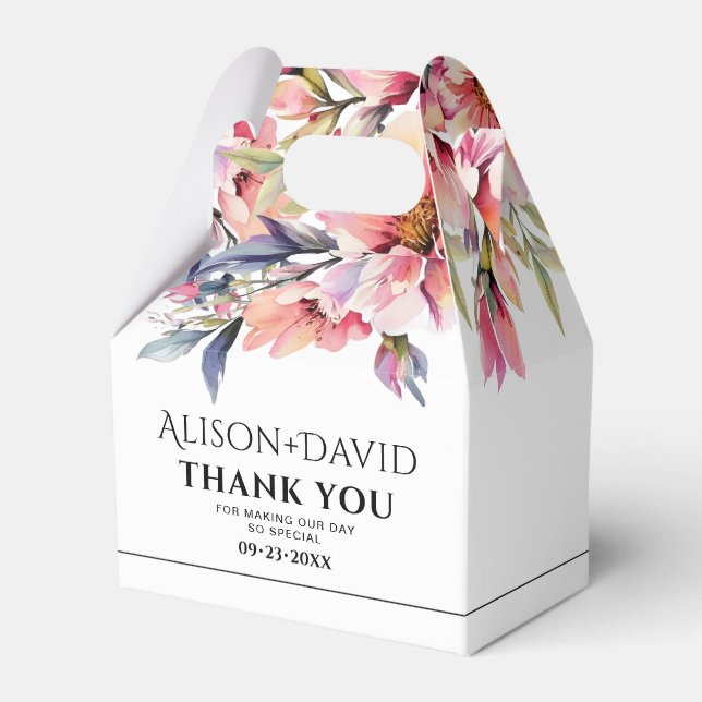 Caixinha De Lembrancinhas Rhododenron flowers black typography wedding (Frente)