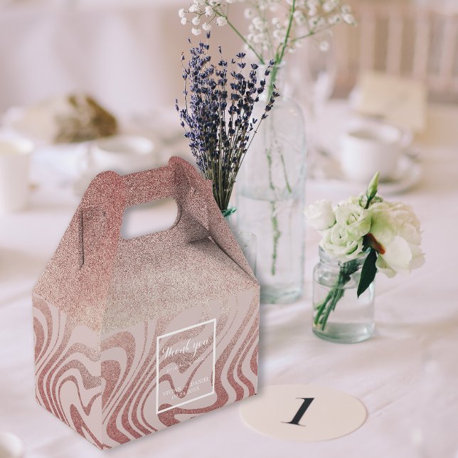 Caixinha De Lembrancinhas Rico Script RoseGold Obrigado Casamento (Criador carregado)