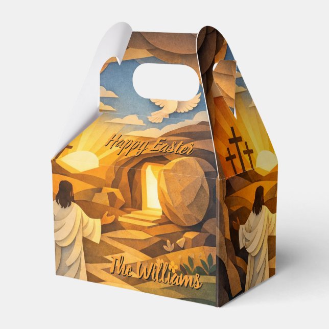 Caixinha De Lembrancinhas Risen Jesus Empty Tomb Easter Gift Box (Frente)