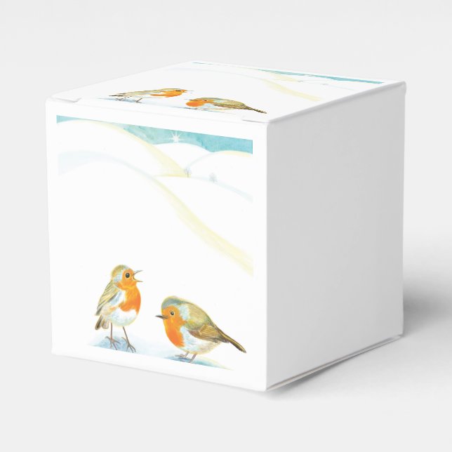 Caixinha De Lembrancinhas Robins vermelhos no inverno (Frente)