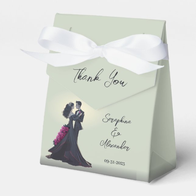 Caixinha De Lembrancinhas Romântica Adolescentes Góticos Elegantes Obrigado (Frente)