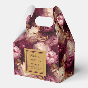 Caixinha De Lembrancinhas Romântica Burgundy Blush Dourado Casamento Boho