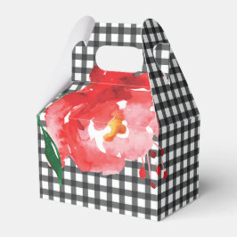 Caixinha De Lembrancinhas Rosa Aquarela Xadrez Gingham Preto Branco Embalage