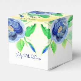 Caixinha De Lembrancinhas Rosa de Aquarela Azul Escuro