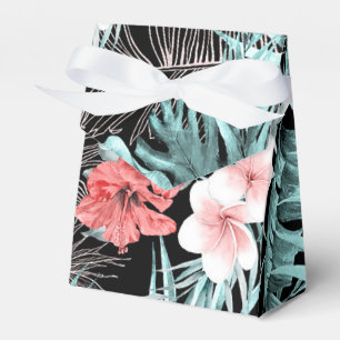 Caixinha De Lembrancinhas Rosa Dourado Tropical Elegante Botânico Aloha Luau