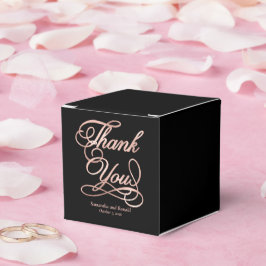 Caixinha De Lembrancinhas Rosa e Dourado Obrigado Casamento de Caligrafia