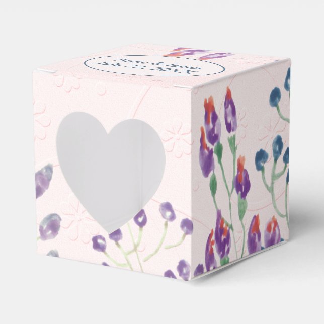 Caixinha De Lembrancinhas Rosa Embossado Com Flores (Frente)