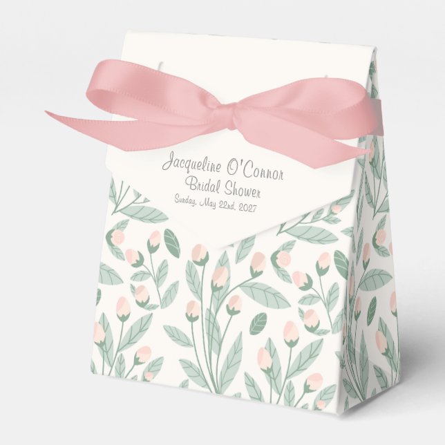 Caixinha De Lembrancinhas Rosa Floral Bridal Pastel  (Frente)