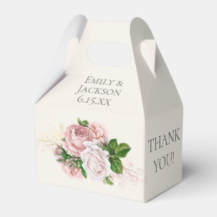 Caixinha De Lembrancinhas Rosa Floral Creme Casamento