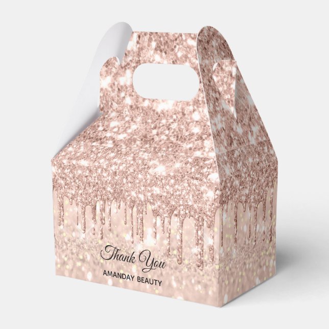 Caixinha De Lembrancinhas Rosa Glitter Glitter 16º Chá de panela favorito (Frente)