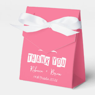 Caixinha De Lembrancinhas Rosa Minimalista e Branco Obrigado Casamento