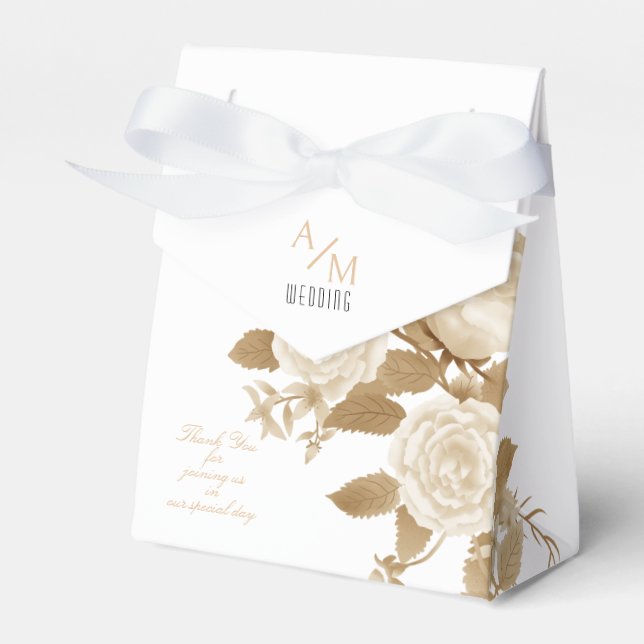 Caixinha De Lembrancinhas Rosa Monograma Elegante Branco (Frente)