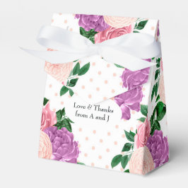 Caixinha De Lembrancinhas Rosa Pêssego e Floral Roxo Lavanda