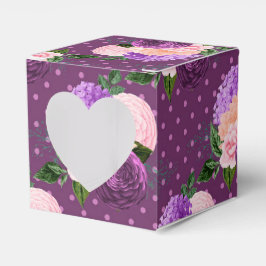 Caixinha De Lembrancinhas Rosa Pêssego e Lilás Roxo Floral