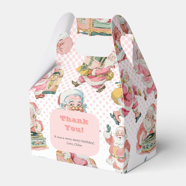 Caixinha De Lembrancinhas Rosa, que dia de aniversário do FUn-Retro Groovy P (Frente)