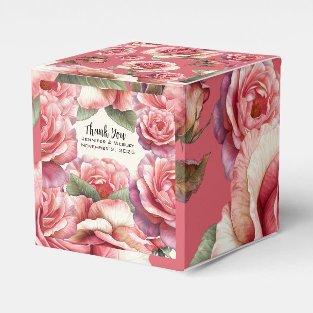 Caixinha De Lembrancinhas Rosa Rosa Desbotada (Frente)