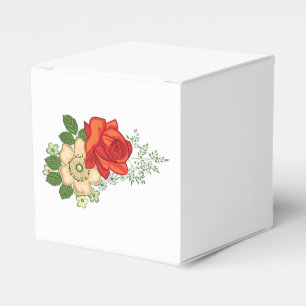 Caixinha De Lembrancinhas Rosa Vermelha e Margaridas