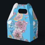 Caixinha De Lembrancinhas Rosas Azuis do Café da Noite do Bolo do Orçamento<br><div class="desc">Caixas De Favor Do Bolo De Casamento Orçamentário,  Totalmente Personalizáveis. Projetado a partir de uma das minhas pinturas aquáticas.</div>