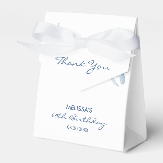 Caixinha De Lembrancinhas Rosas Azuis Modernos Verde Floral Aniversário (Frente)