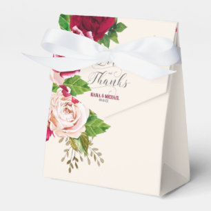 Caixinha De Lembrancinhas Rosas Burgundy/Cream Love and Obrigados ID584