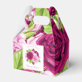 Caixinha De Lembrancinhas Rosas Burgundy e Rosa