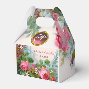 CAIXINHA DE LEMBRANCINHAS ROSAS COR-DE-ROSA, JASMIM QUE WEDDING O MONOGRAMA