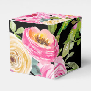 Caixinha De Lembrancinhas Rosas de aquarela a rosa em preto personalizado