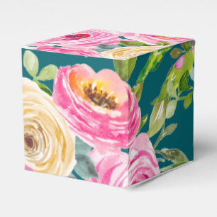 Caixinha De Lembrancinhas Rosas de aquarela cor-de-rosa no topo personalizad