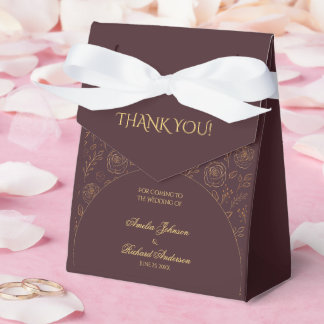 Caixinha De Lembrancinhas Rosas Douradas Elegantes Chocolate Marrom Casament