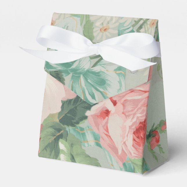 Caixinha De Lembrancinhas rosas e Tecidos britânicos de 1890 (Frente)