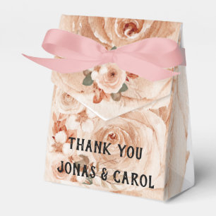 Caixinha De Lembrancinhas Rosas florais de aquarela de casamento elegantes