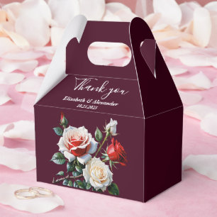 Caixinha De Lembrancinhas Rosas florais vermelhas brancas rosa escuro casame