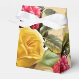 Caixinha De Lembrancinhas Rosas Florais Vermelhas e Amarelas Vintage