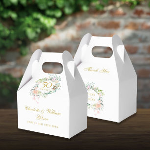 Caixinha De Lembrancinhas Rosas Floral 50º Aniversário de Bodas de Ouro