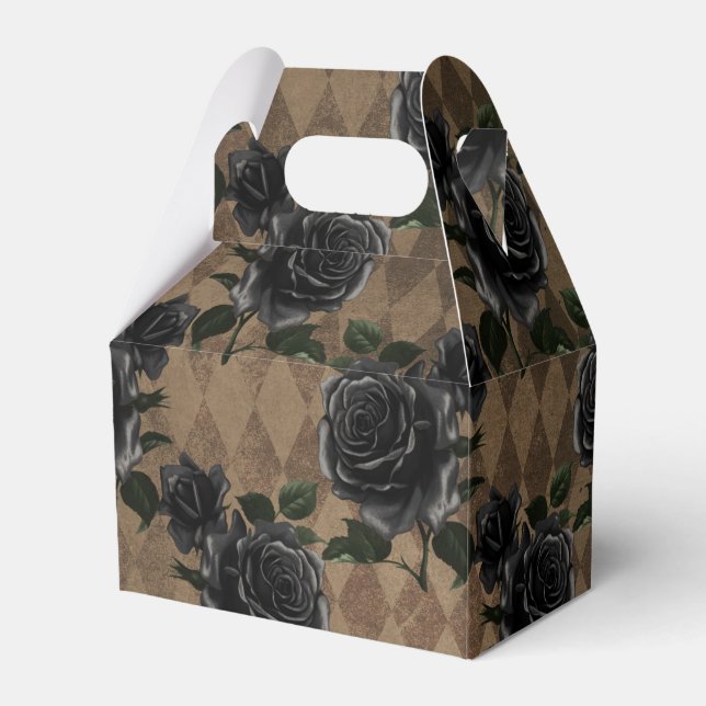 Caixinha De Lembrancinhas Rosas Pretos Góticos Antigos (Frente)