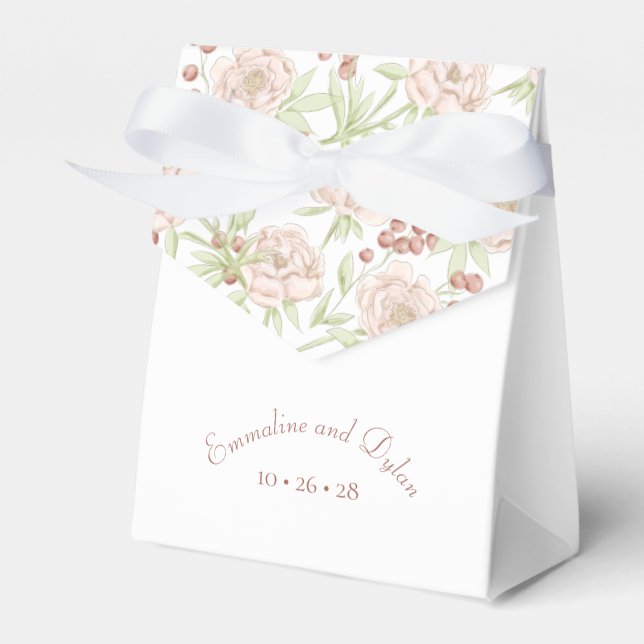 Caixinha De Lembrancinhas Rosas Rosa Bege Casamento (Frente)