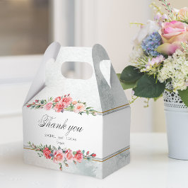 Caixinha De Lembrancinhas Rosas Rosa Românticas e Caligrafia Obrigado