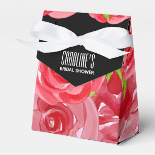 Caixinha De Lembrancinhas Rosas Vermelhas em Aquarela Floral Estilo Tenda