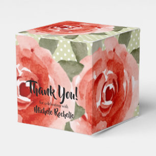Caixinha De Lembrancinhas Rosas Vermelhas Floral Aquarela 2"