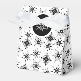 Caixinha De Lembrancinhas Roteiro de Natal Alegre Flocos de Neve Pretos   